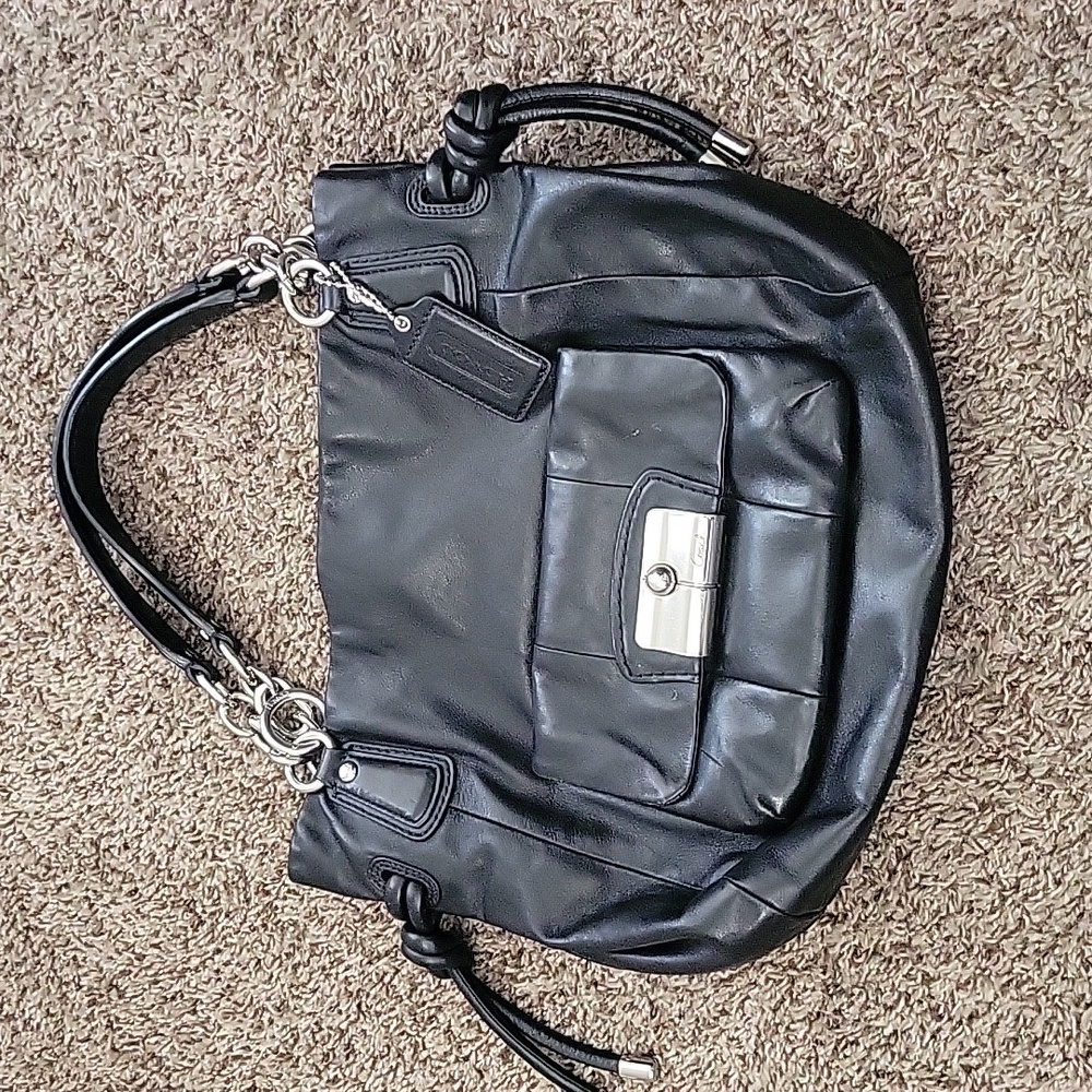 Coach Kristin Black Leather Satchel Shoulder Bag